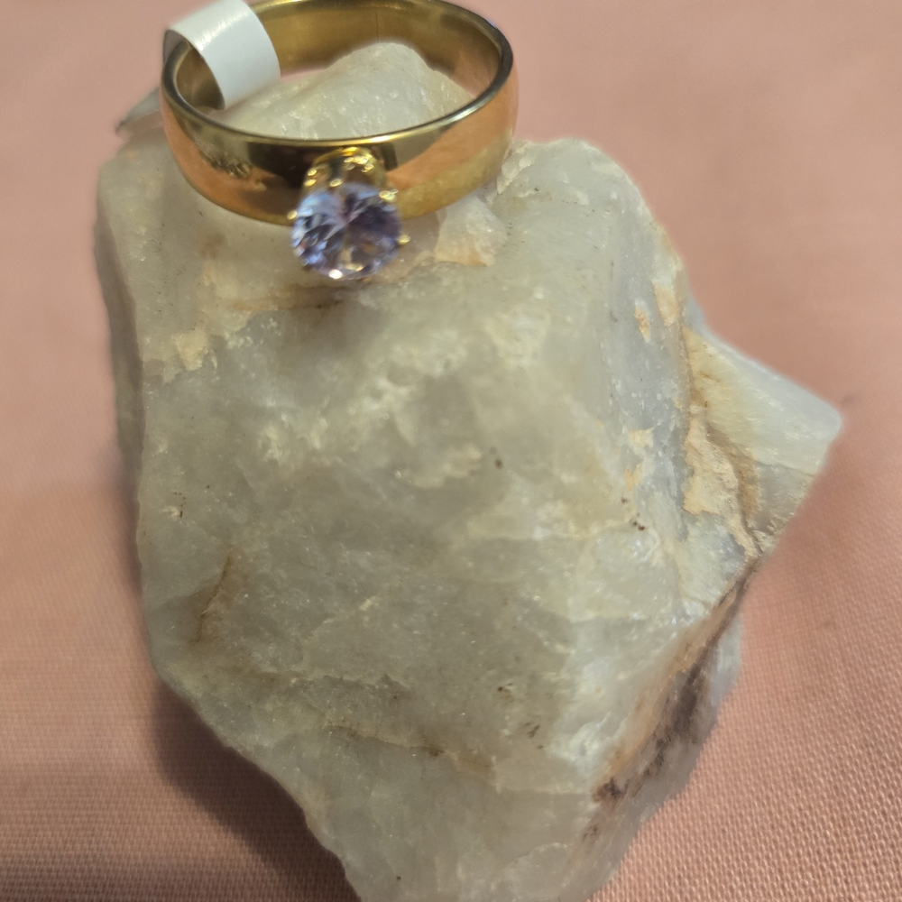 Gold Stainless Steel Ring and Earring Set - Picture 3 of 4